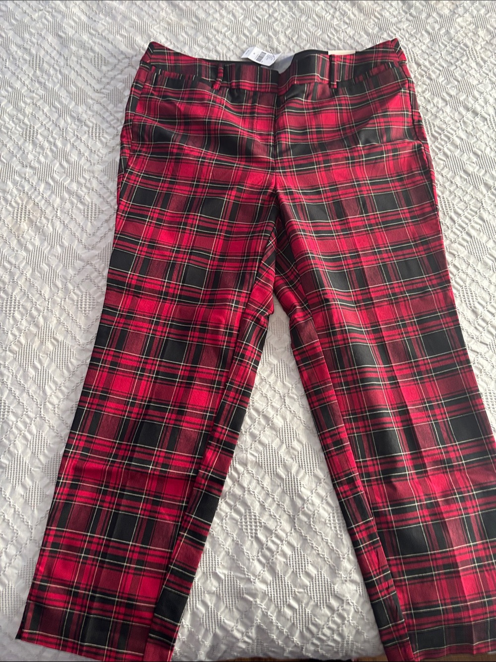 Lane Bryant Red Black Plaid Trousers